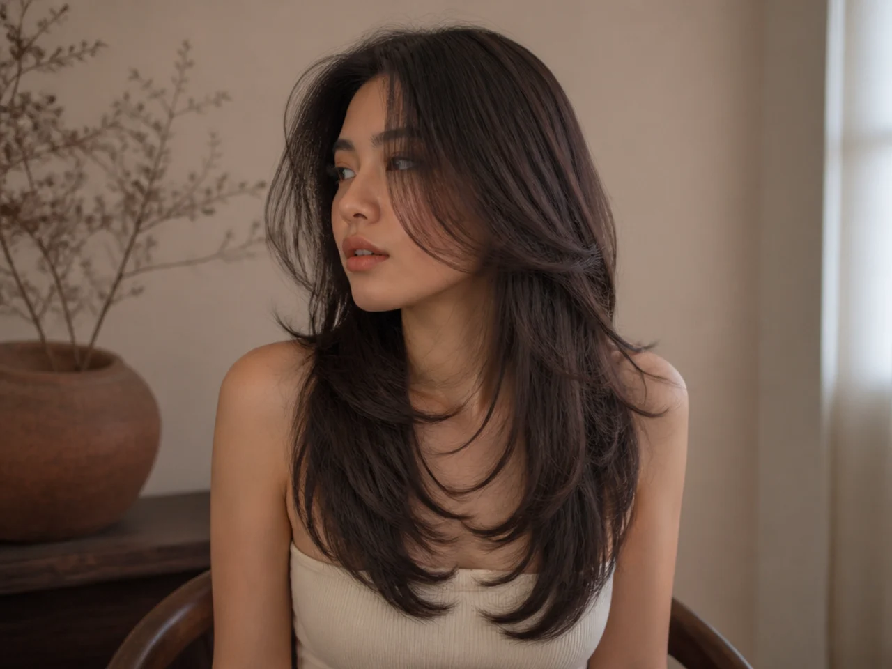 A butterfly haircut on fine long hair