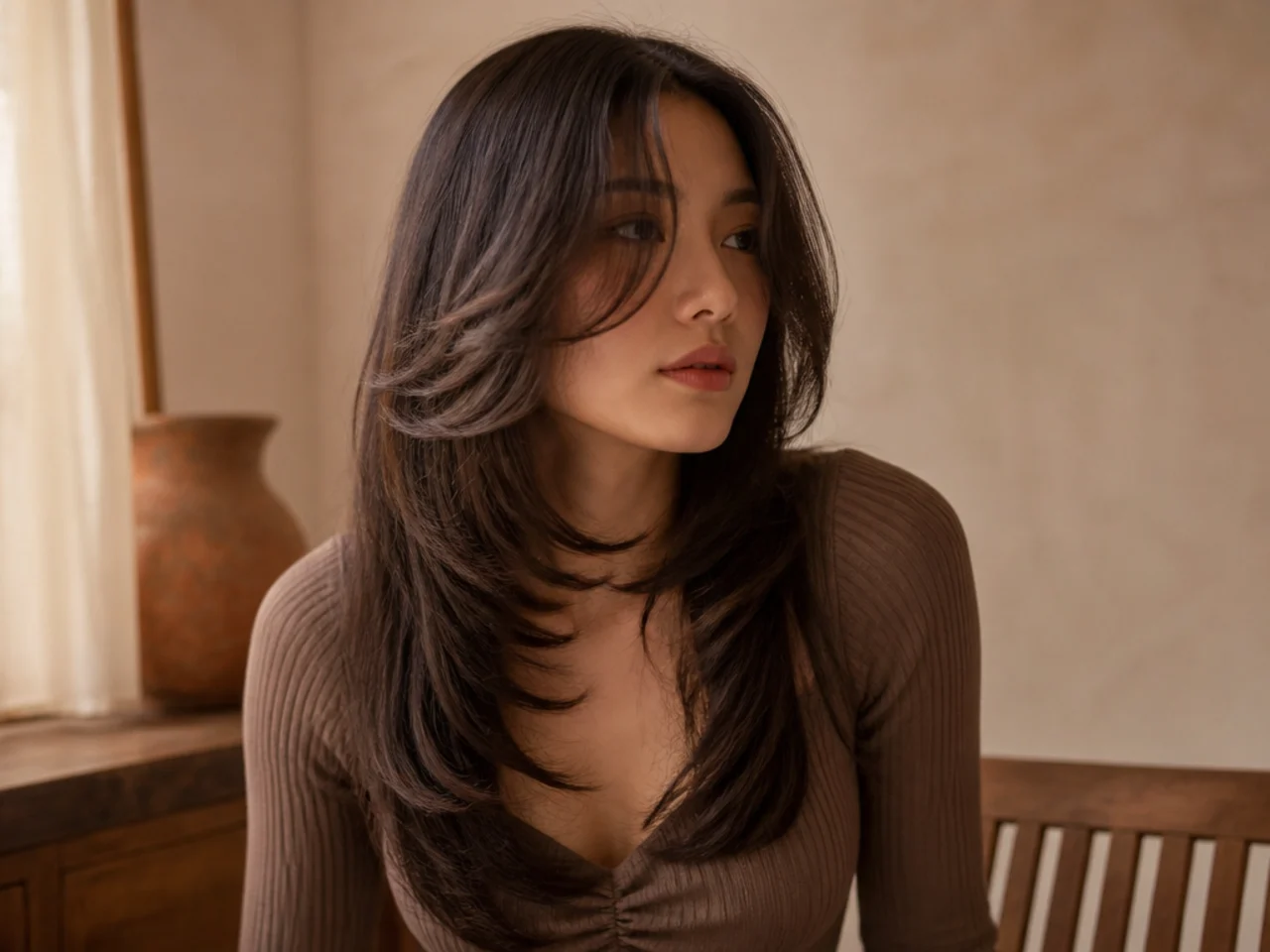 A wolf cut leaning butterfly haircut
