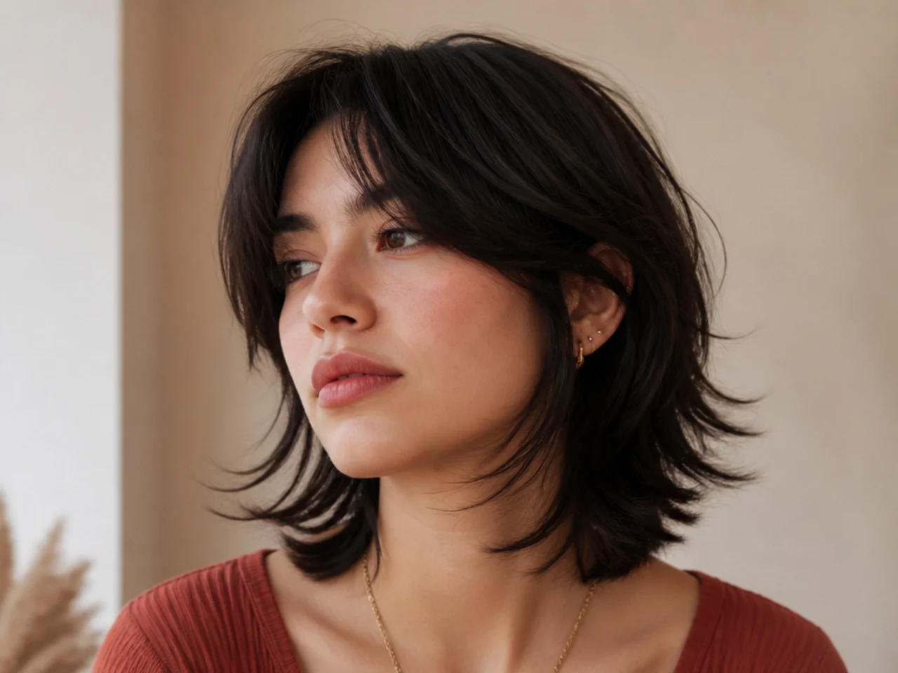 A short butterfly cut with lifted crown layers