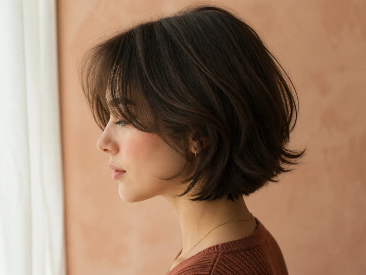 A short butterfly cut with a rounded nape