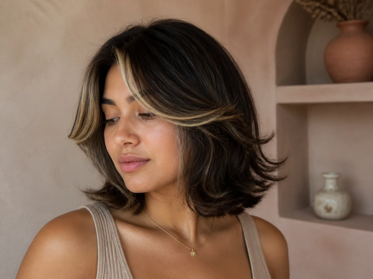 A short butterfly cut with lightened front pieces
