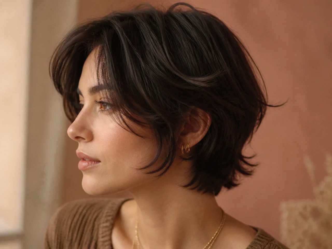 An ear length butterfly cut on fine hair