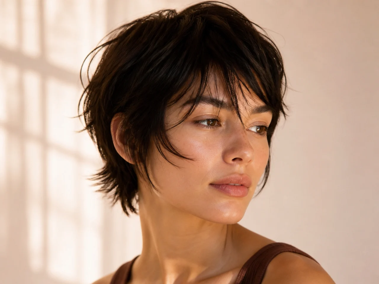 A short cut with an over layered perimeter looking thin at the ends