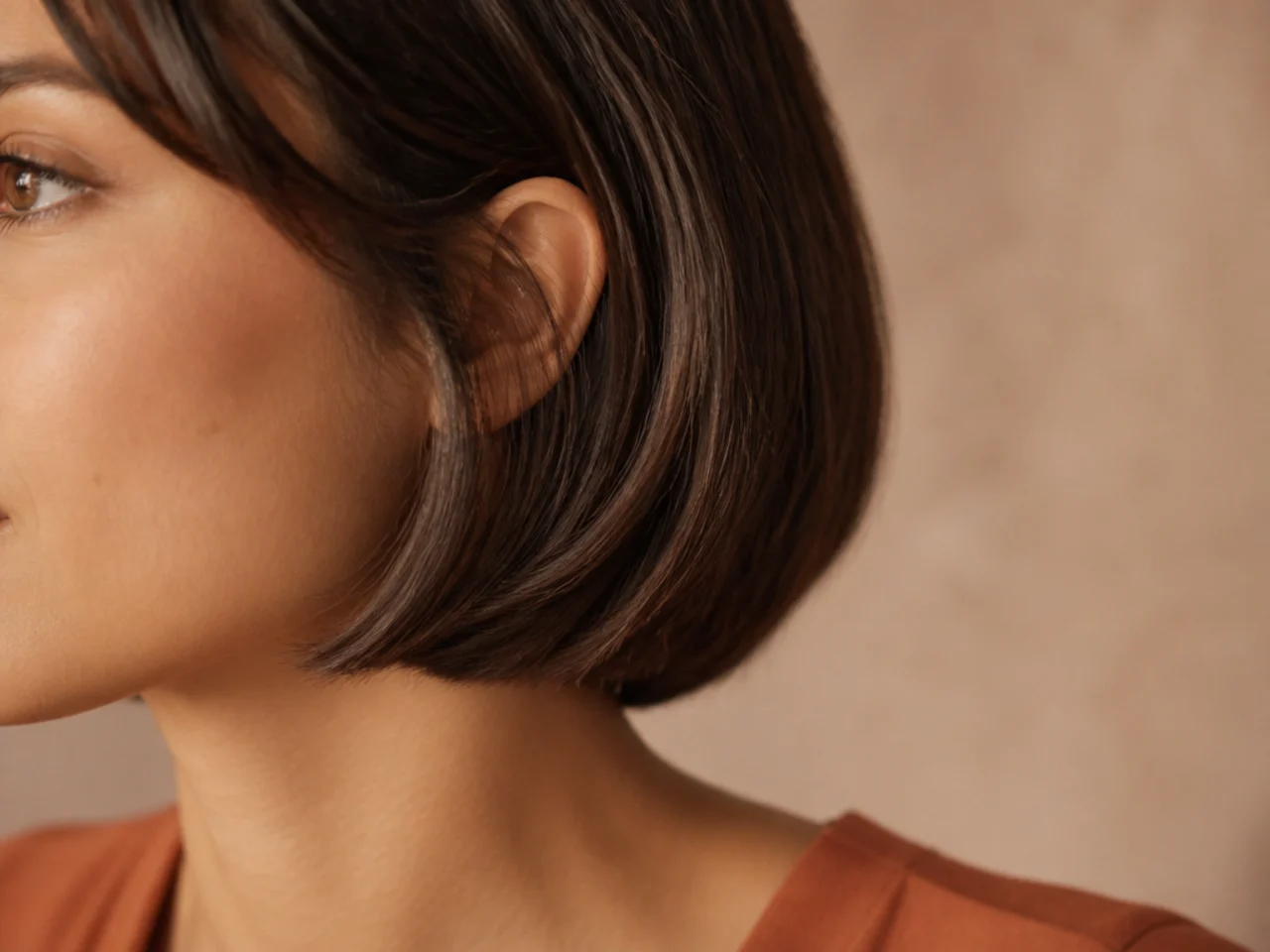 Close view of the short gap between wing and perimeter on a fine haired bob