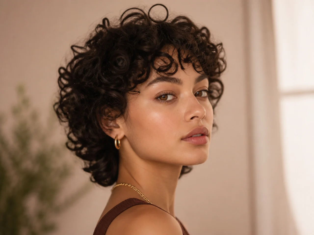 A coily short butterfly cut