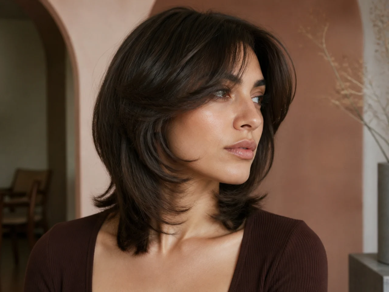 A blow dried short butterfly cut