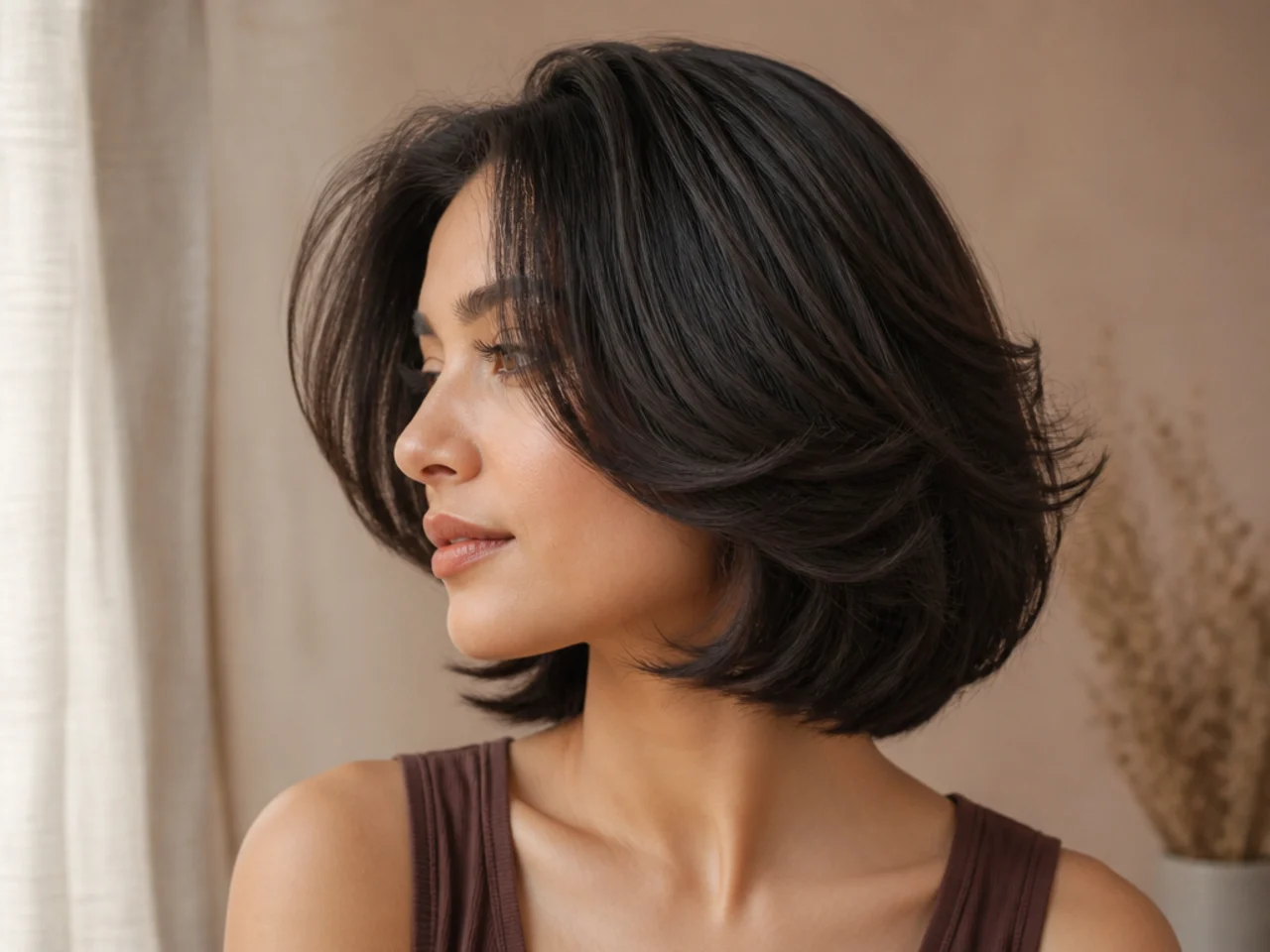 A butterfly bob with lifted interior layers