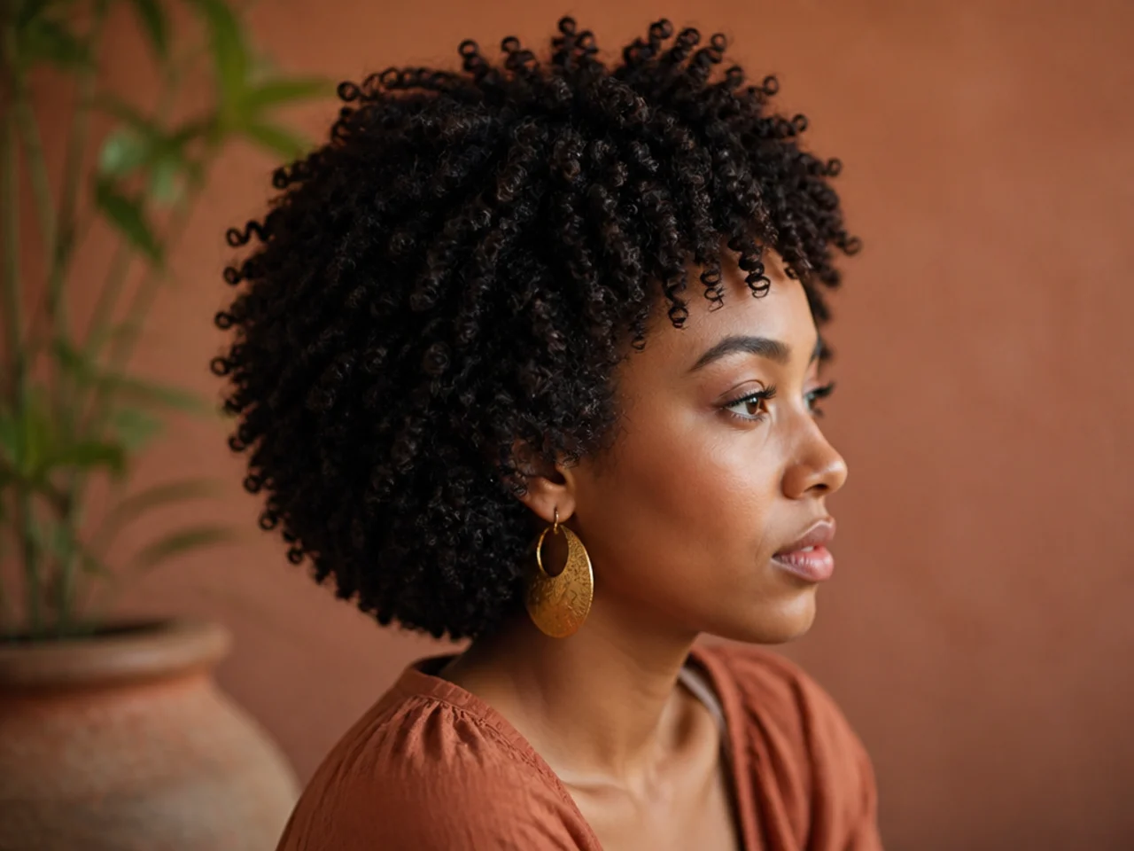 Tight coils shaped into a rounded silhouette with shorter coils lifting at the crown