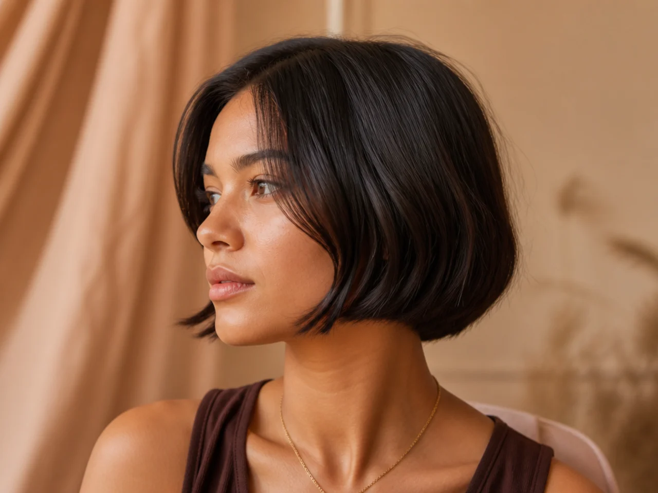 A jaw length bob with a distinctly shorter cheekbone layer at the front