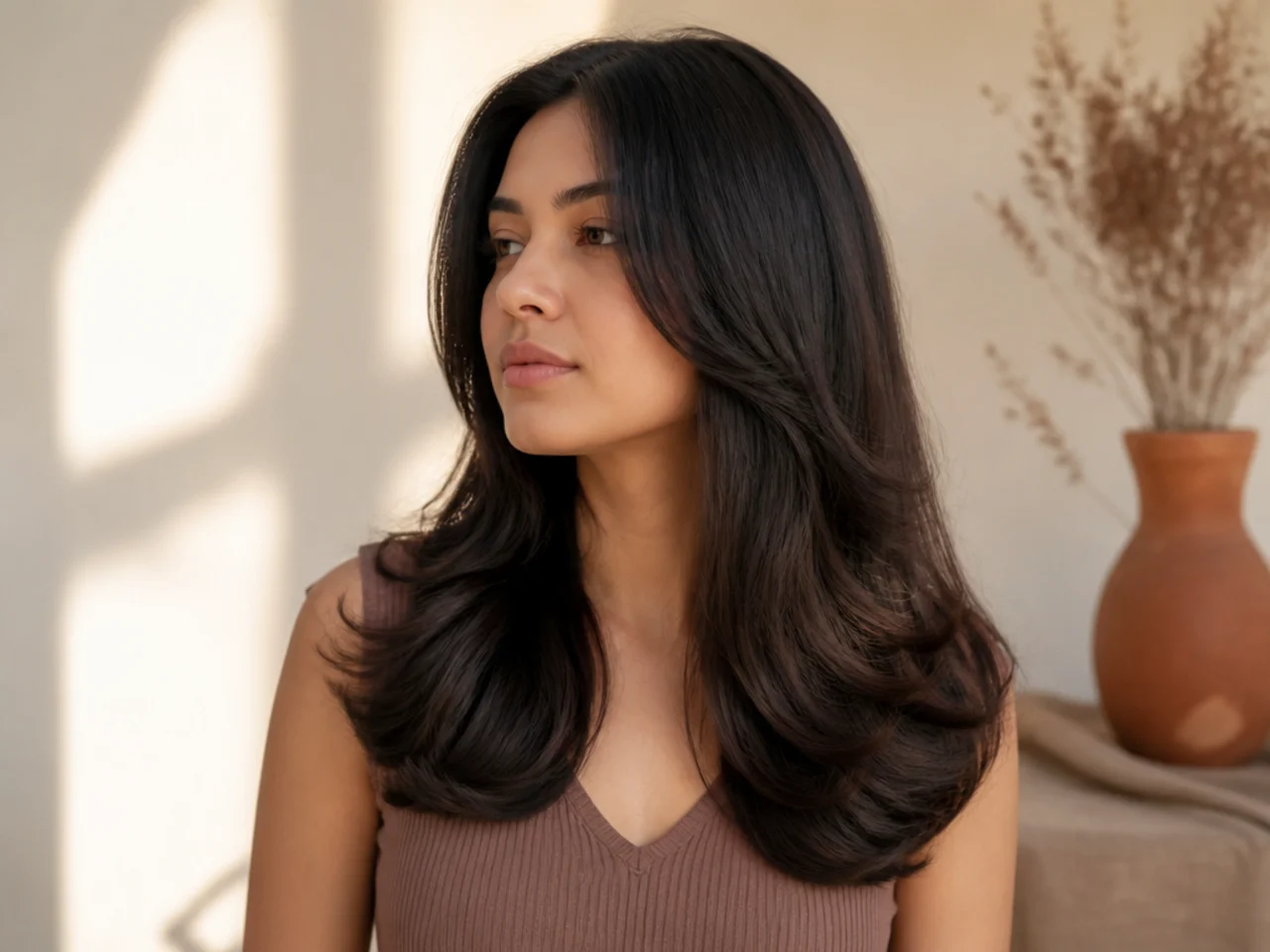 A finished blow dry sitting untouched with the bends still intact