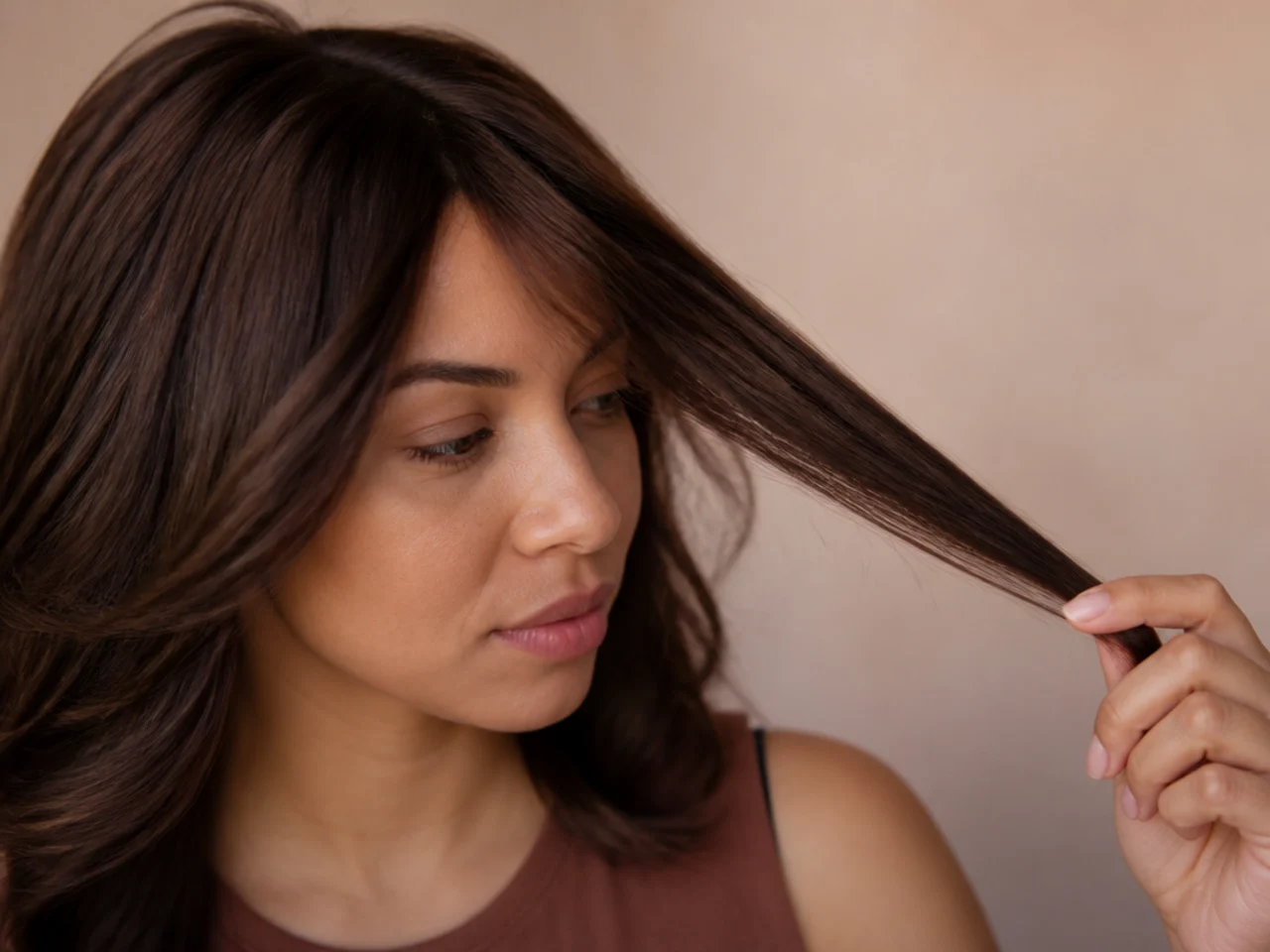 A section of hair held forward to show overdirection at the face