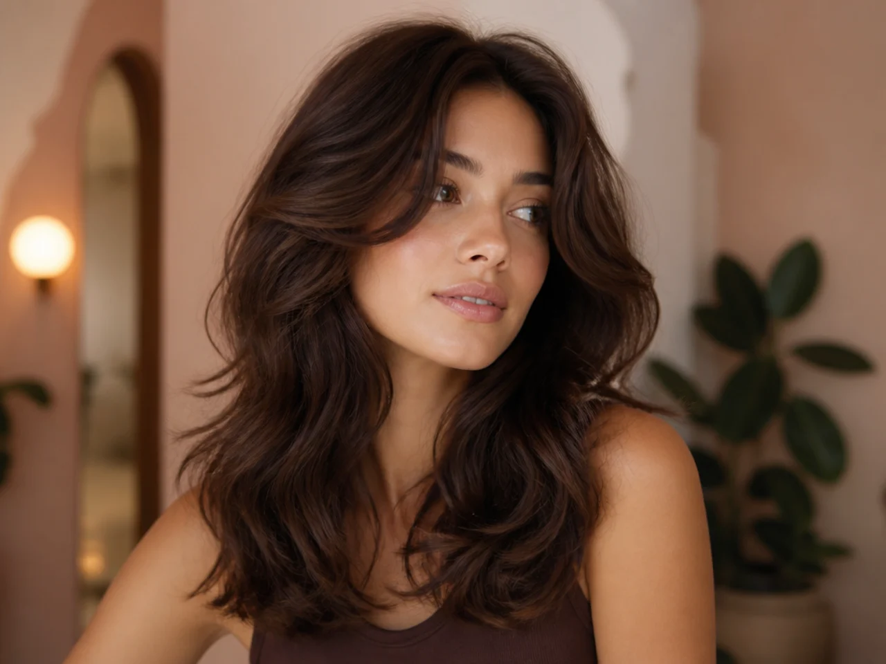 A diffused wavy butterfly cut with high root volume and defined wave clumps