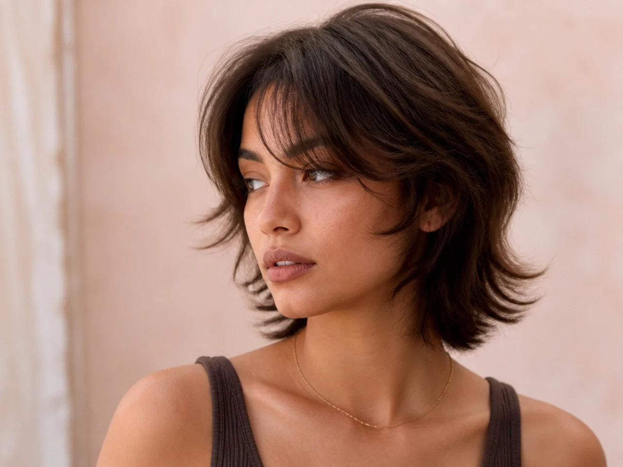 A shaggy short butterfly cut with textured ends
