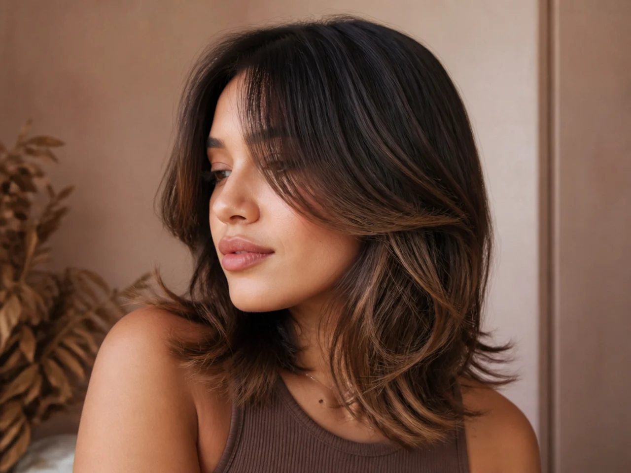 A short butterfly cut with balayage through the ends