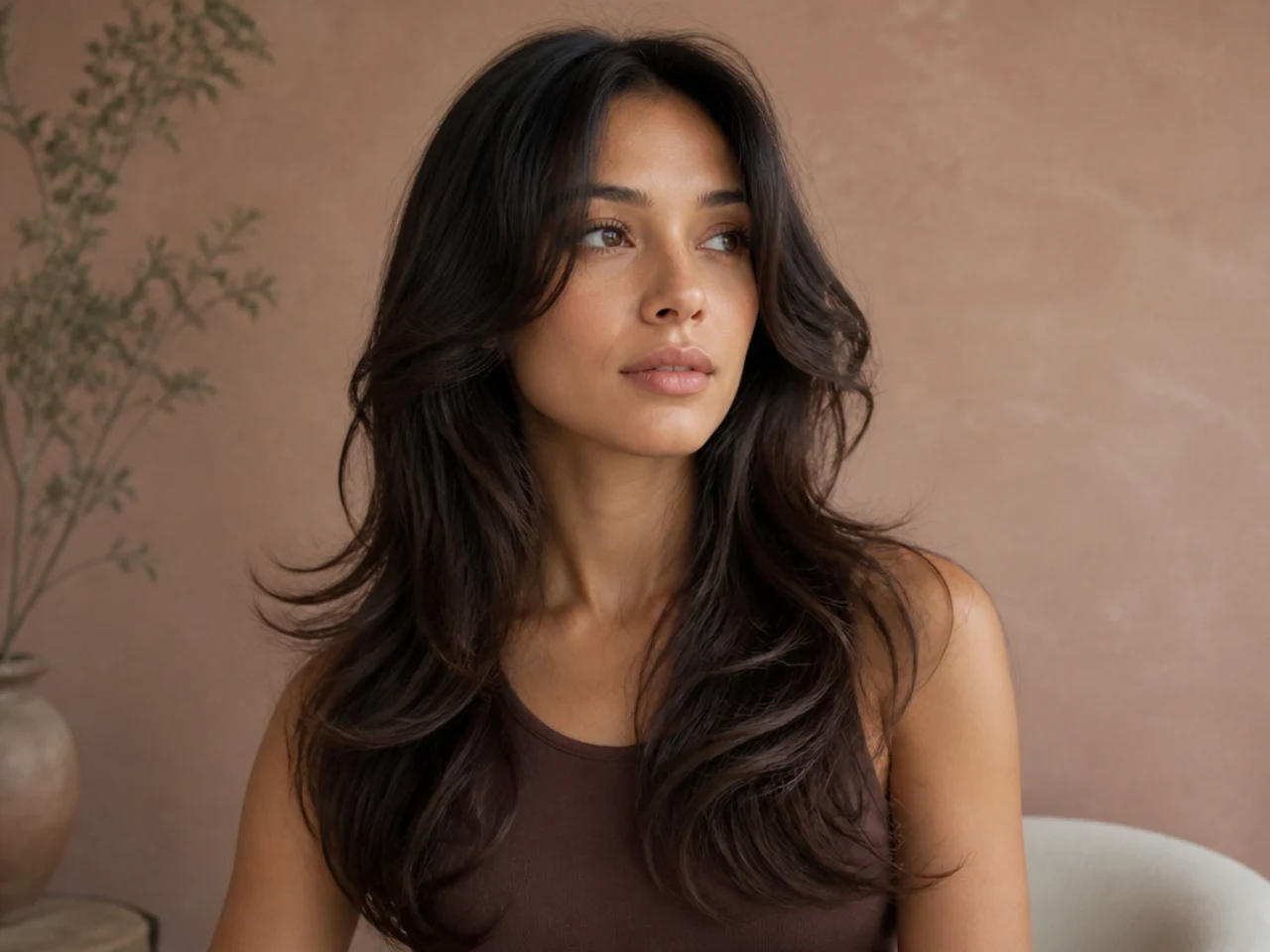 Fine wavy hair falling into butterfly wings without heat styling