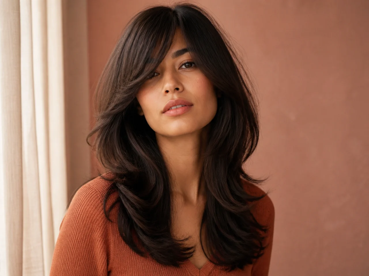 Butterfly Haircut with Side Bangs