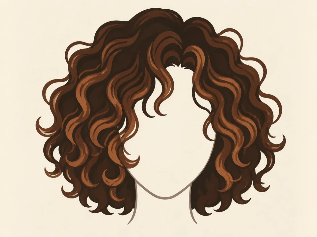 Modern flat-style cartoon curly hair
