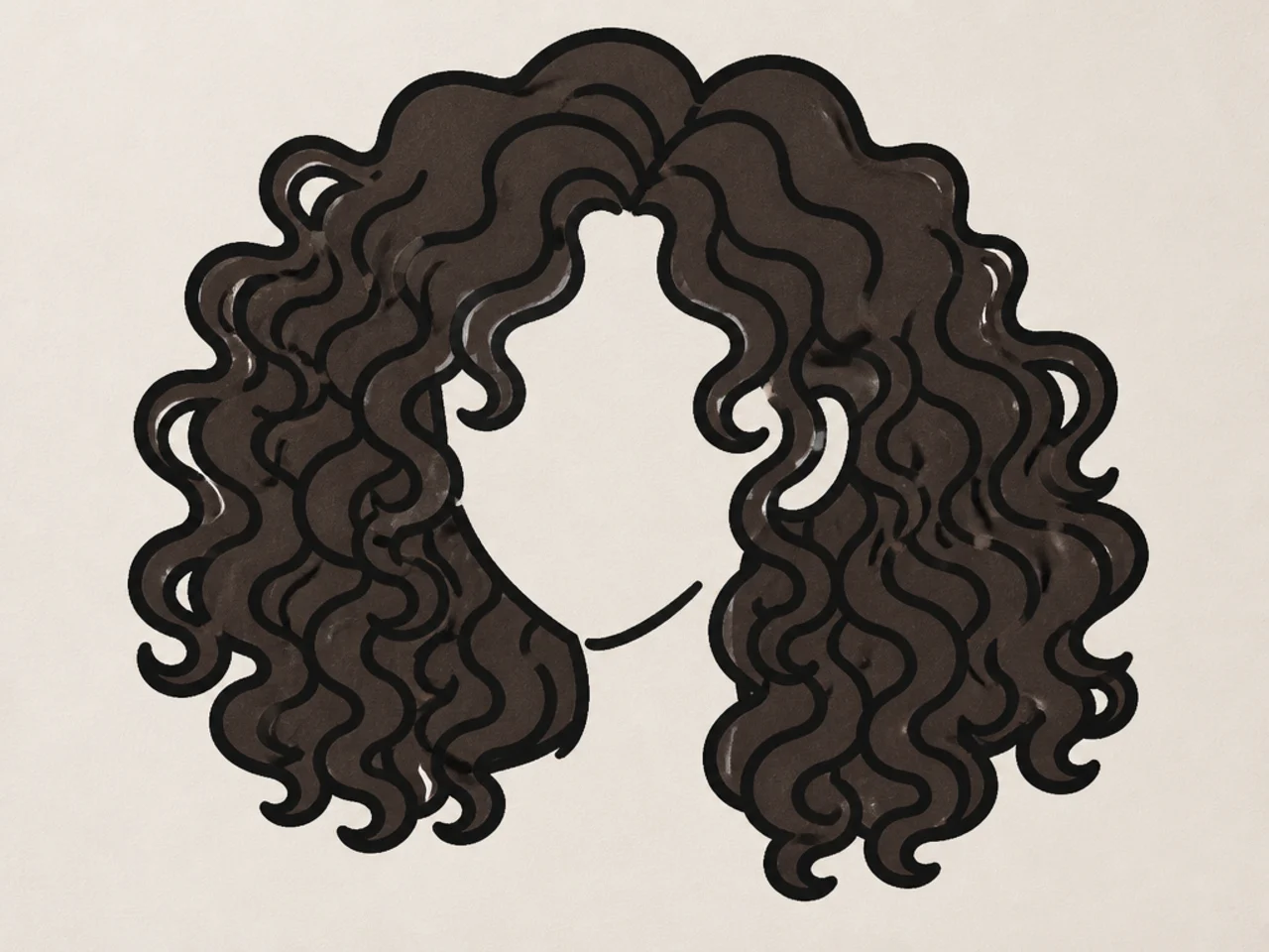 Cartoon curly hair with a heavy outline