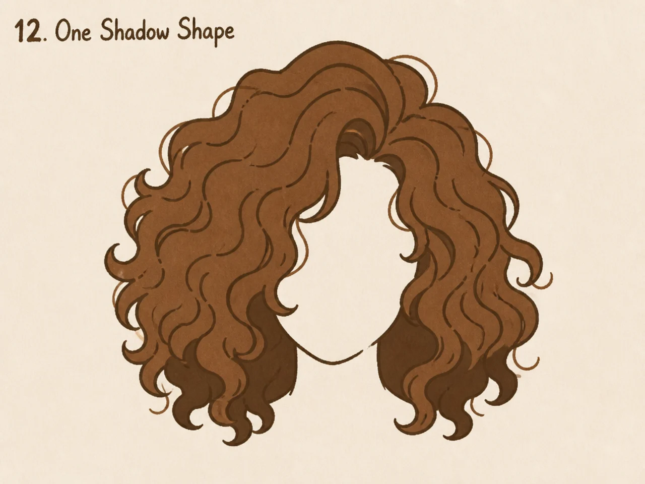 Cartoon hair with one flat shadow shape