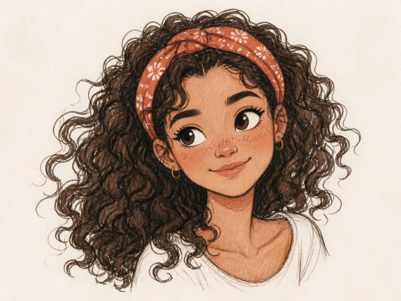Cartoon curly hair with a headband