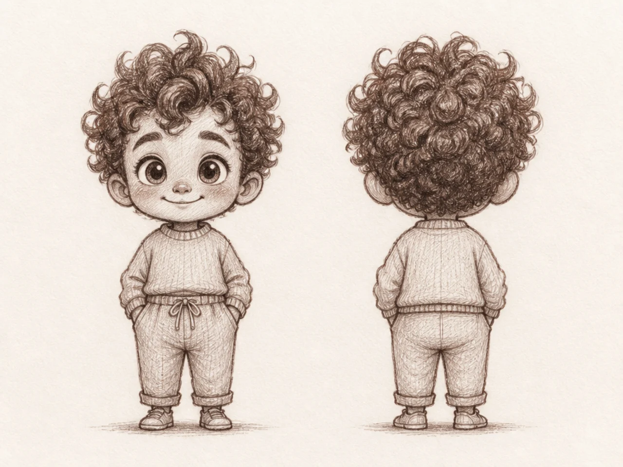 Curly hair on a very small character