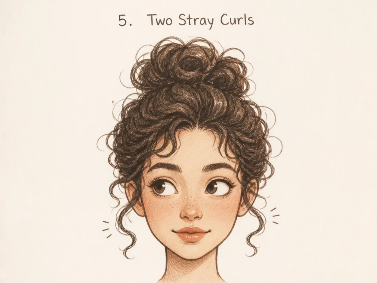 Cartoon hair with two escaping curls