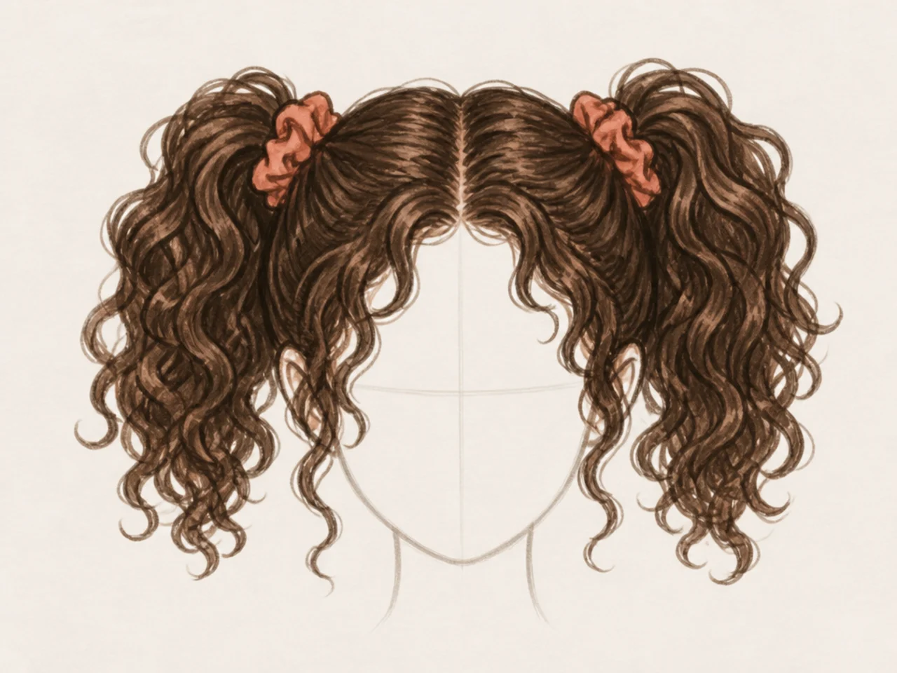Cartoon curly pigtails