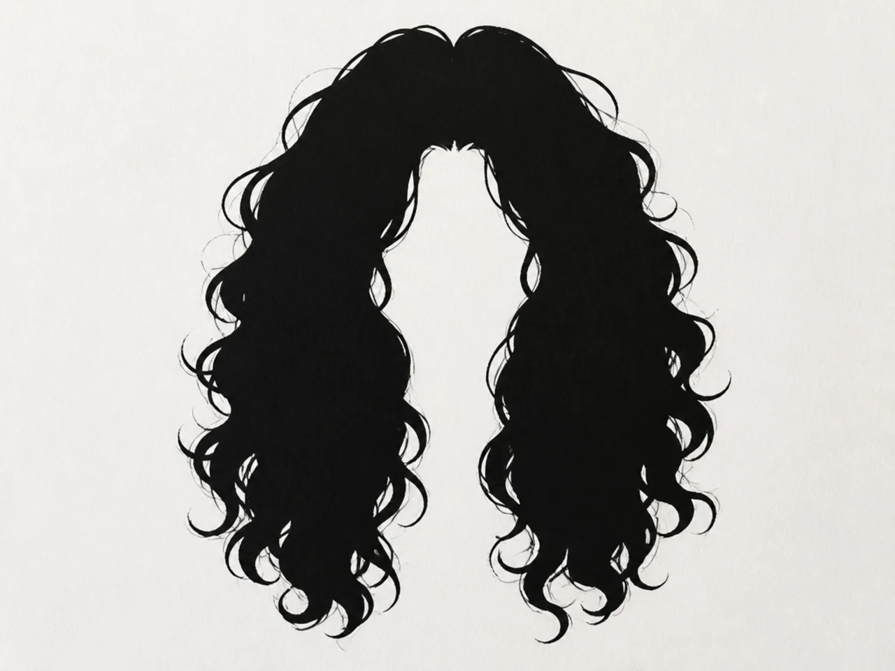A hair design filled solid black to test its silhouette
