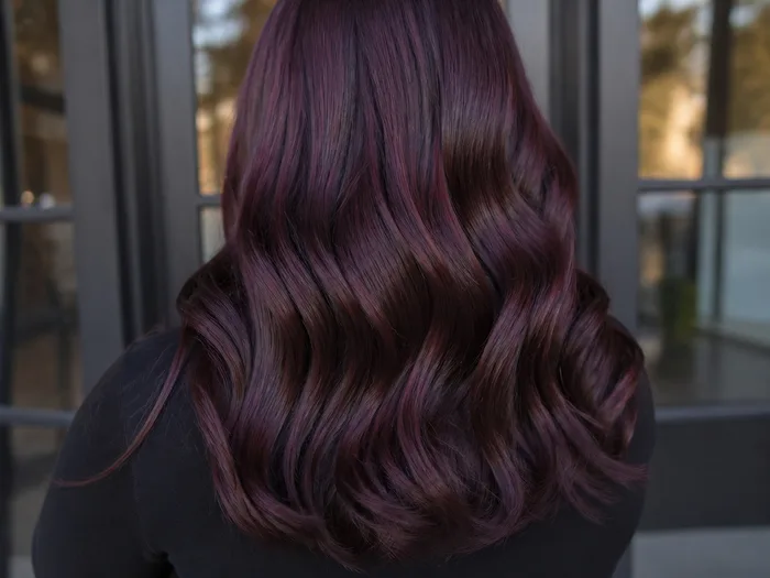 Mulberry cherry cola hair with deep violet berry tones