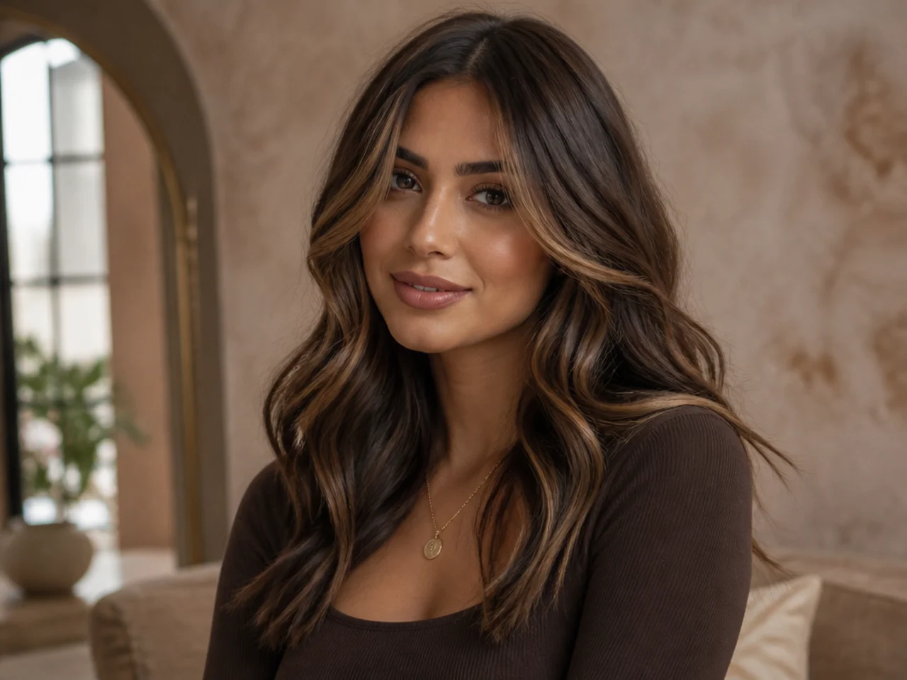 10. Chocolate Brown with Face-Framing Highlights