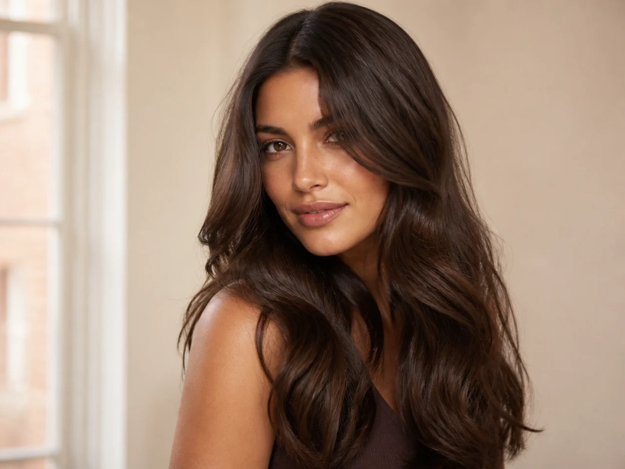 14. Glossy Chocolate Brown Hair