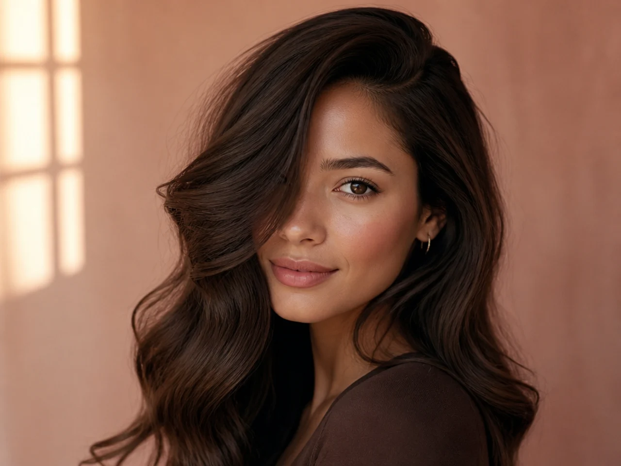 28. Chocolate Brown with Deep Side Part