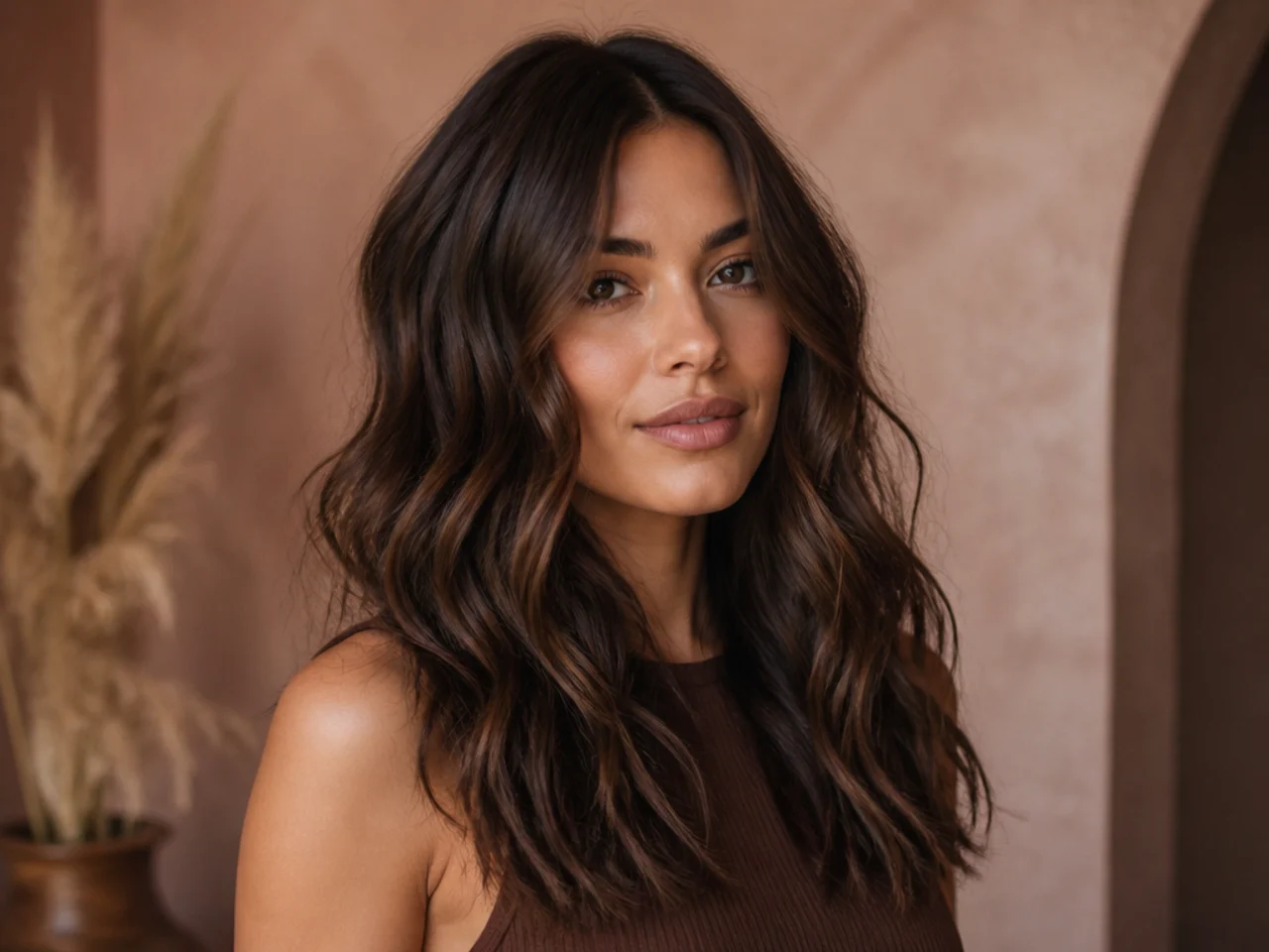 34. Chocolate Brown with Beach Waves