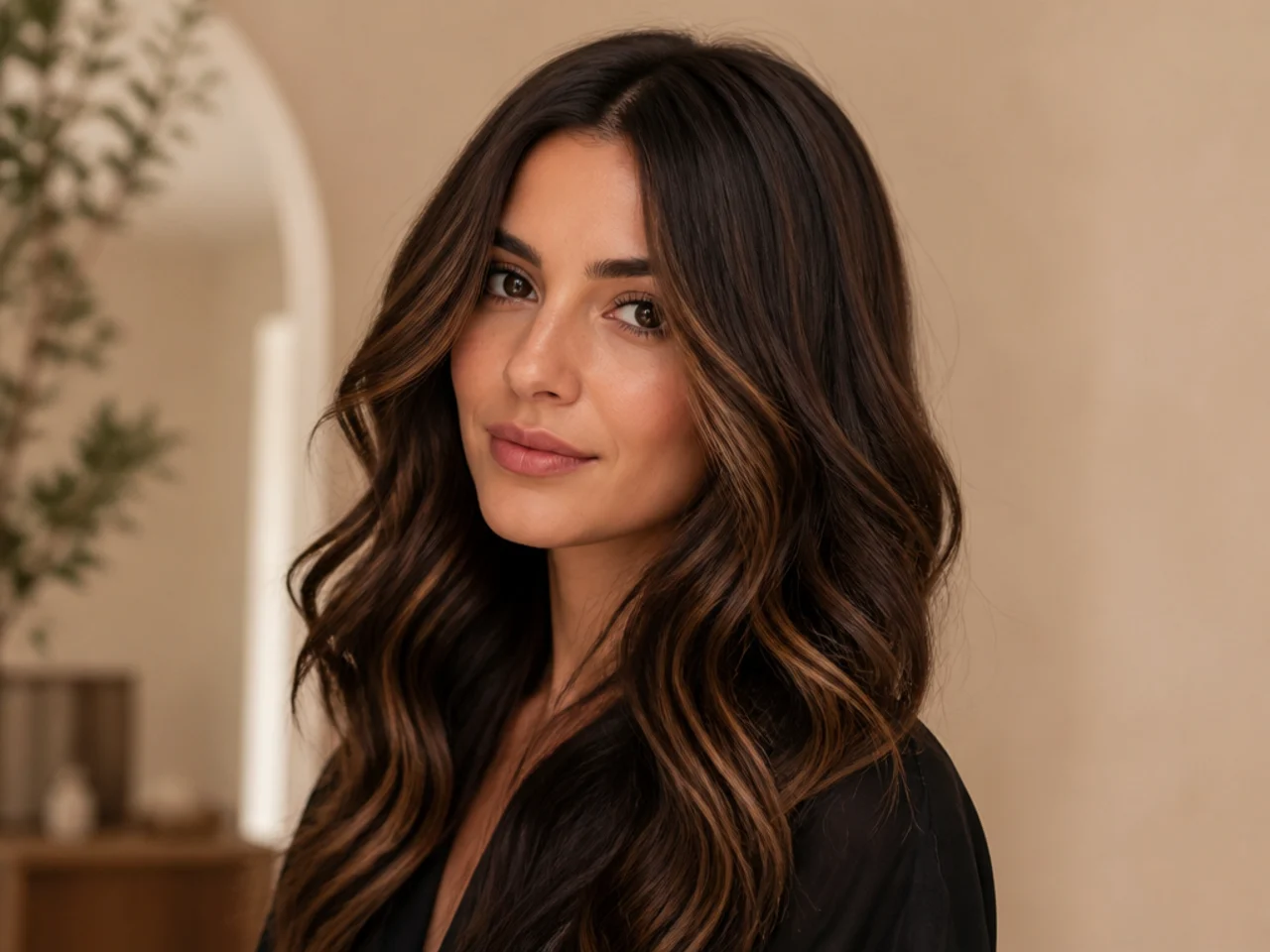 46. Chocolate Brown with Thin Highlights