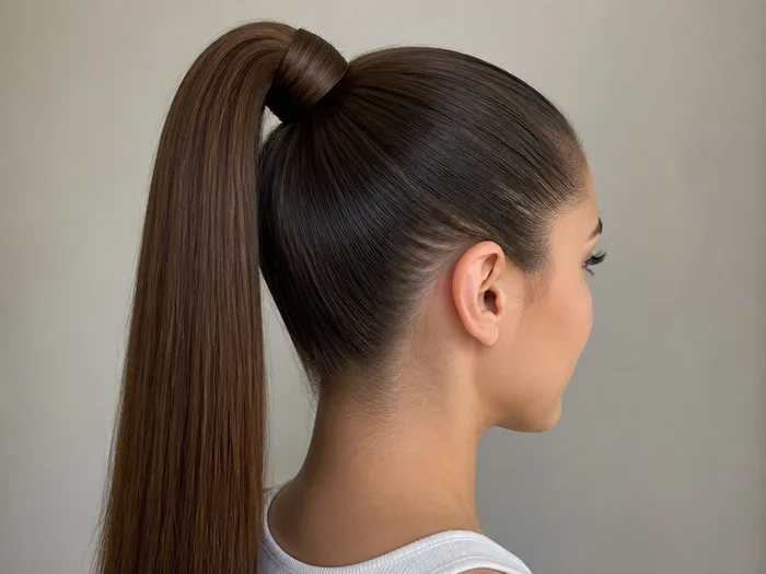 High party ponytail Christmas hairstyle with wrapped base