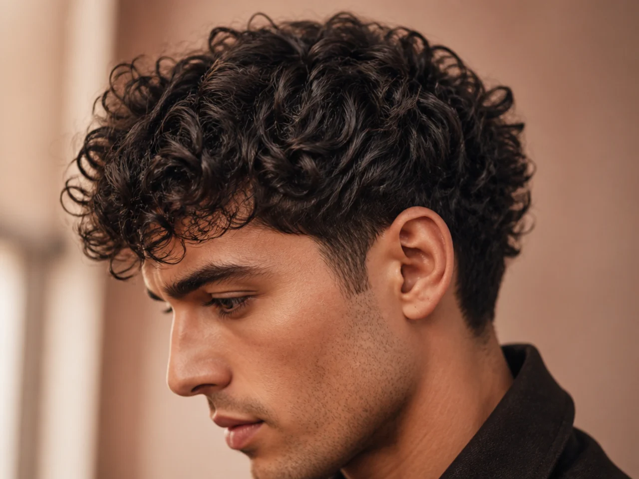 A classic scissor cut on curly hair