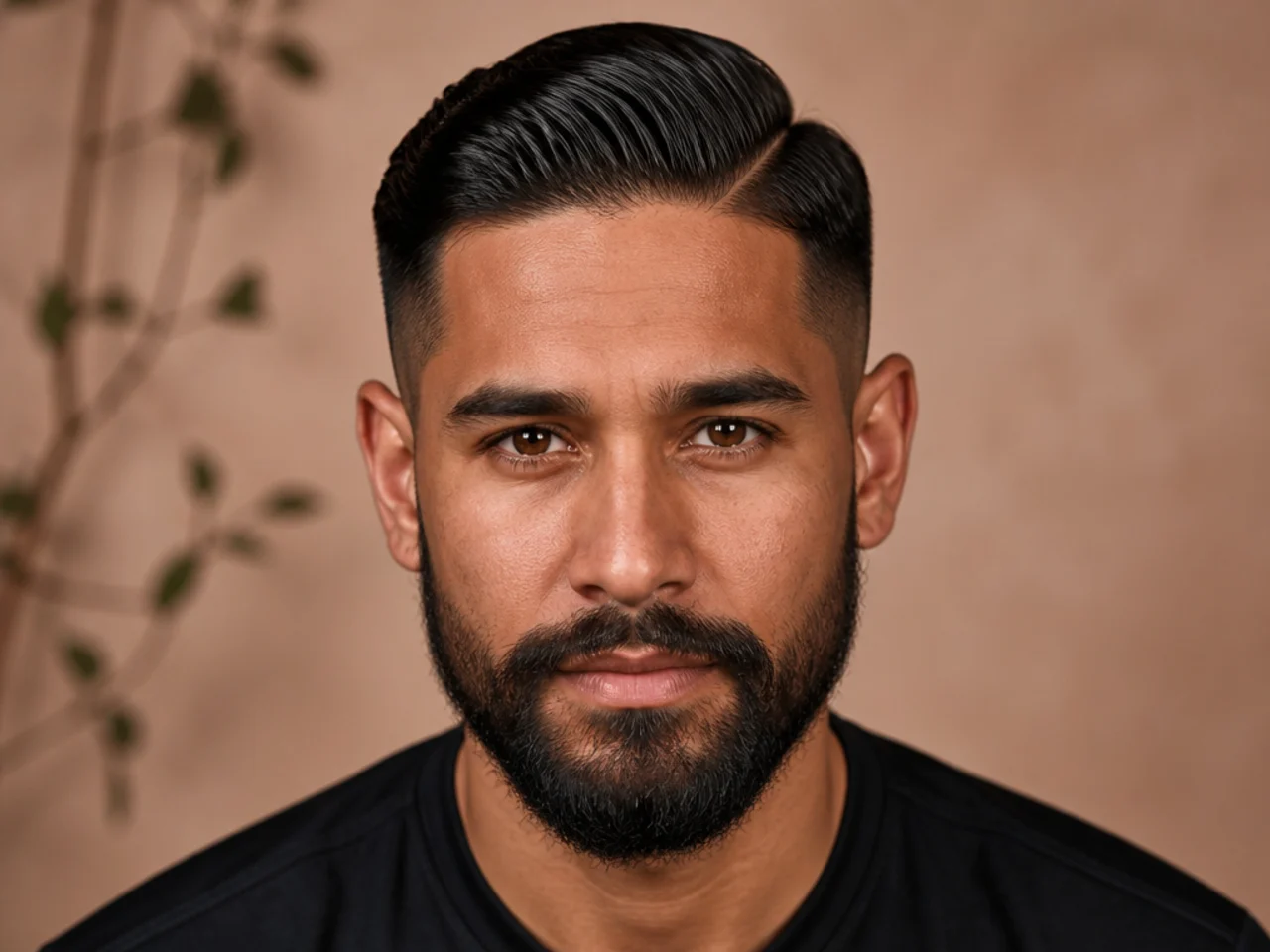 A classic cut worn with a groomed beard