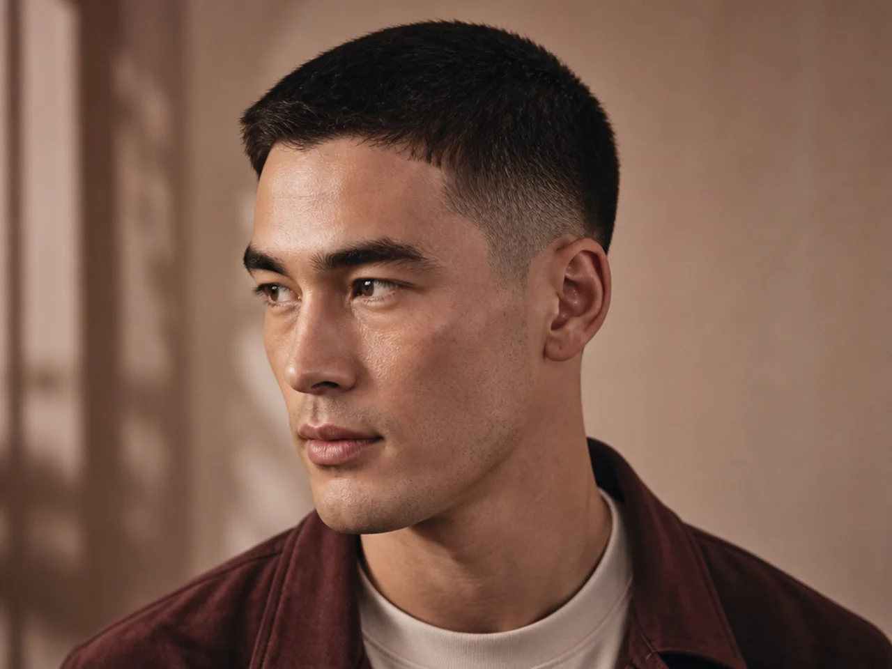 A graduated crew cut
