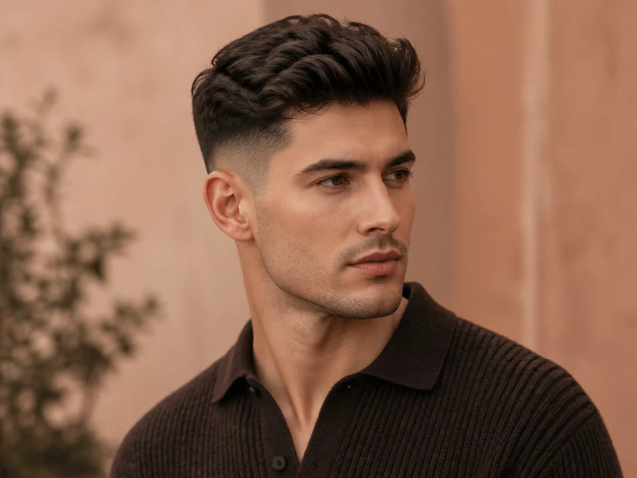 Three-quarter view of a classic men's haircut