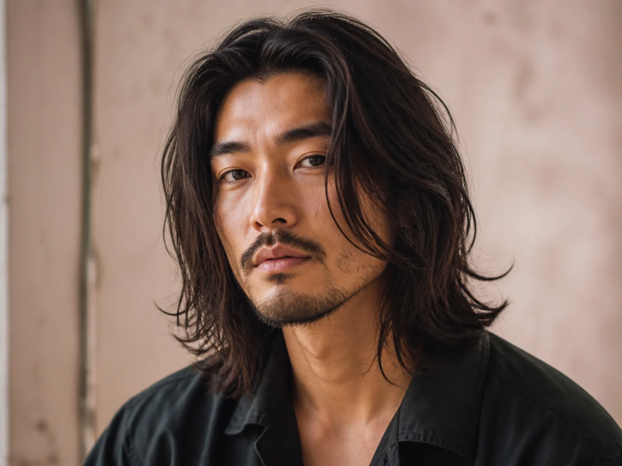 Grid of fifteen classic long haircuts for men from shoulder-length to man bun