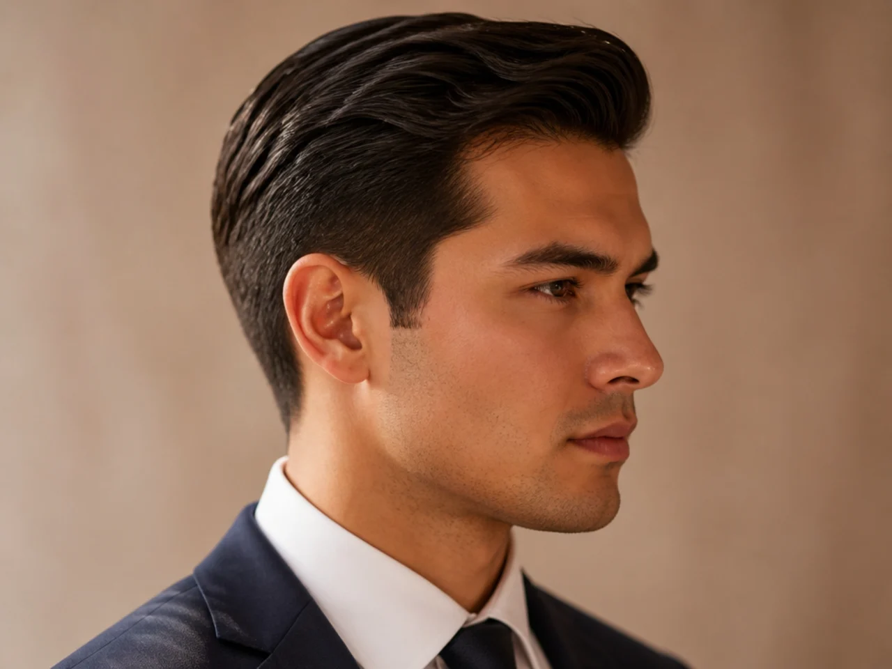 Businessman haircut styled for a long day in a suit