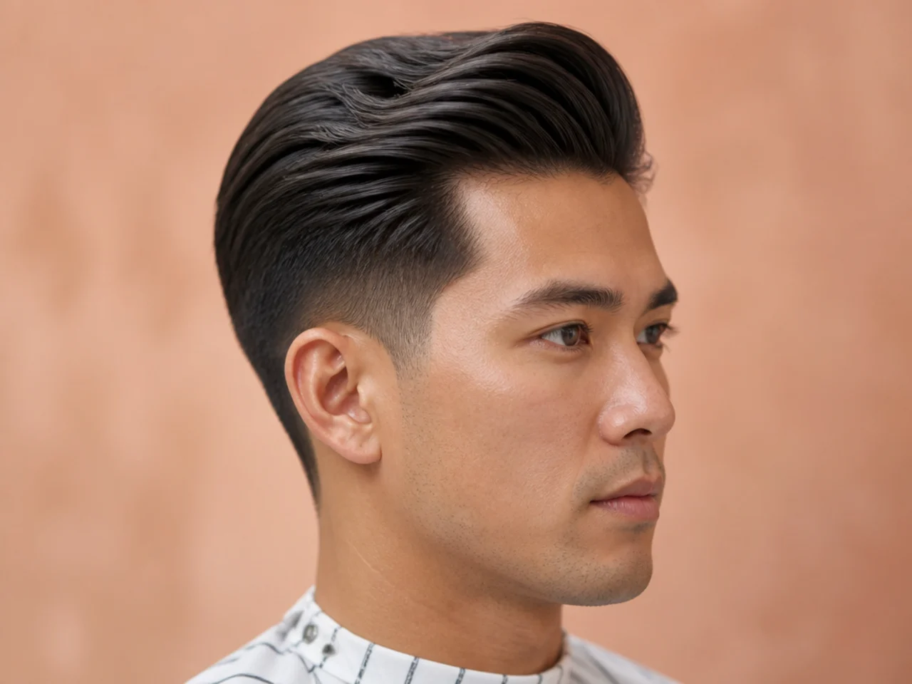 Disconnected classic haircut with hard visual break between top and sides