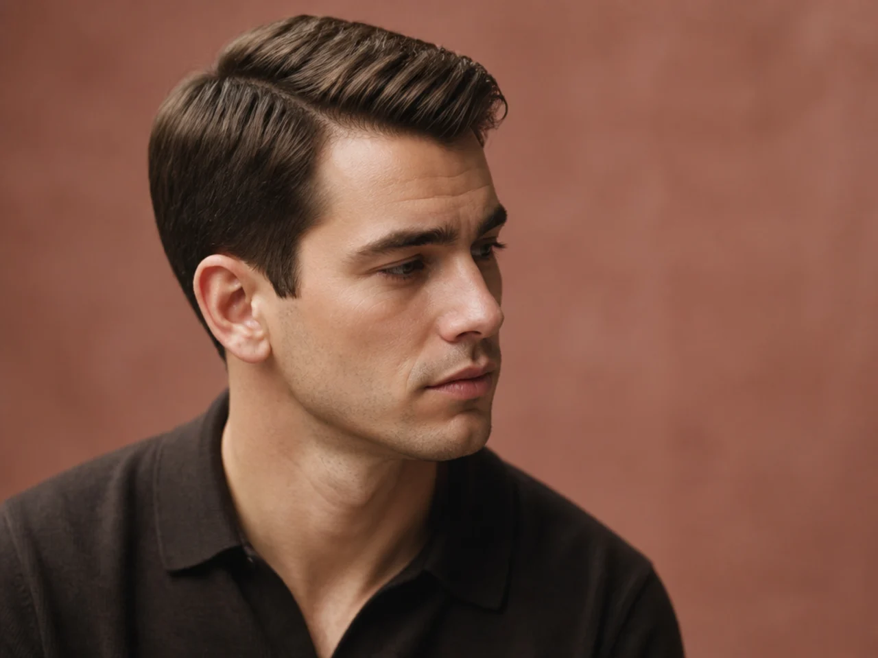 Classic ivy league haircut on a young man with a soft side part