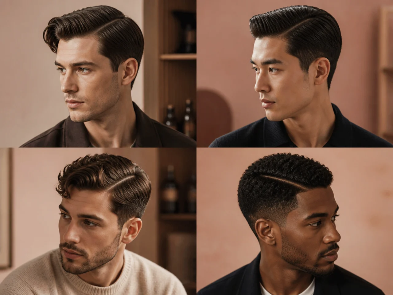 Sculpted side part with clean skin fade and precise parting