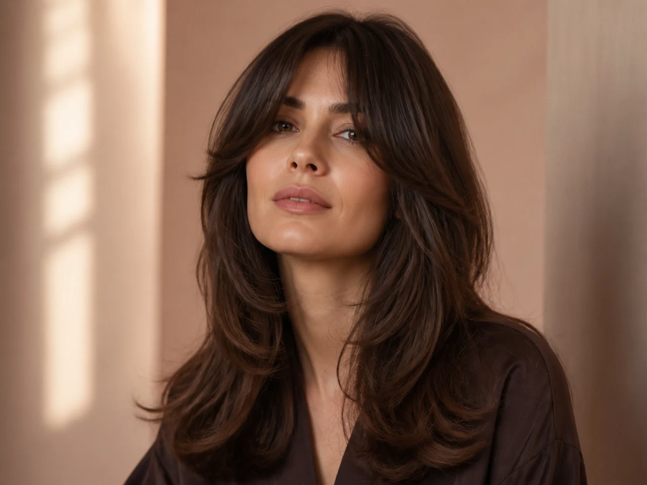 Long hair with curtain framing