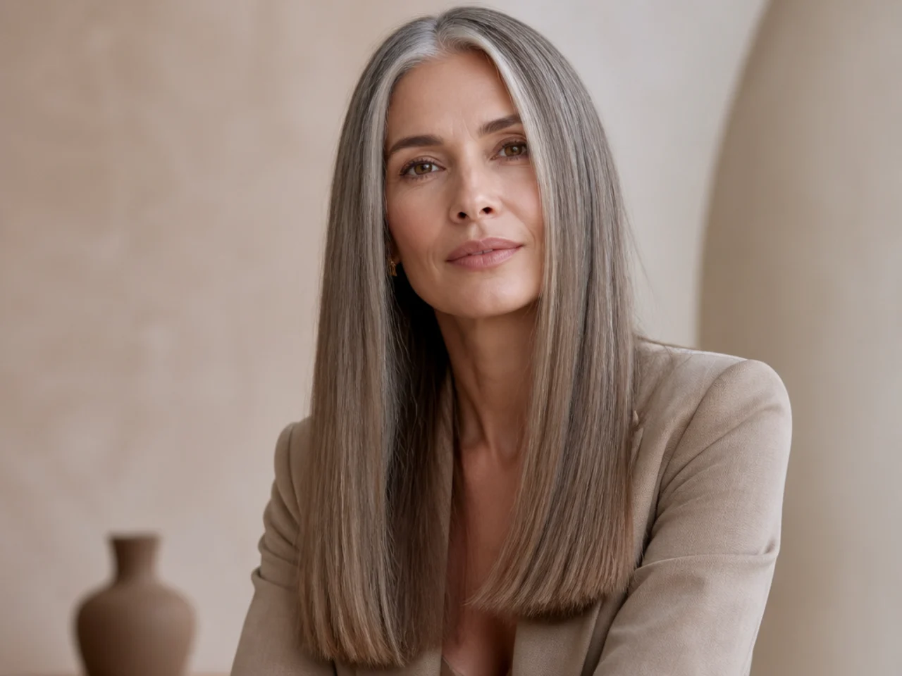 Long one-length hair