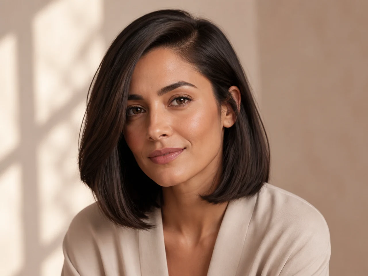 A long bob with a side part