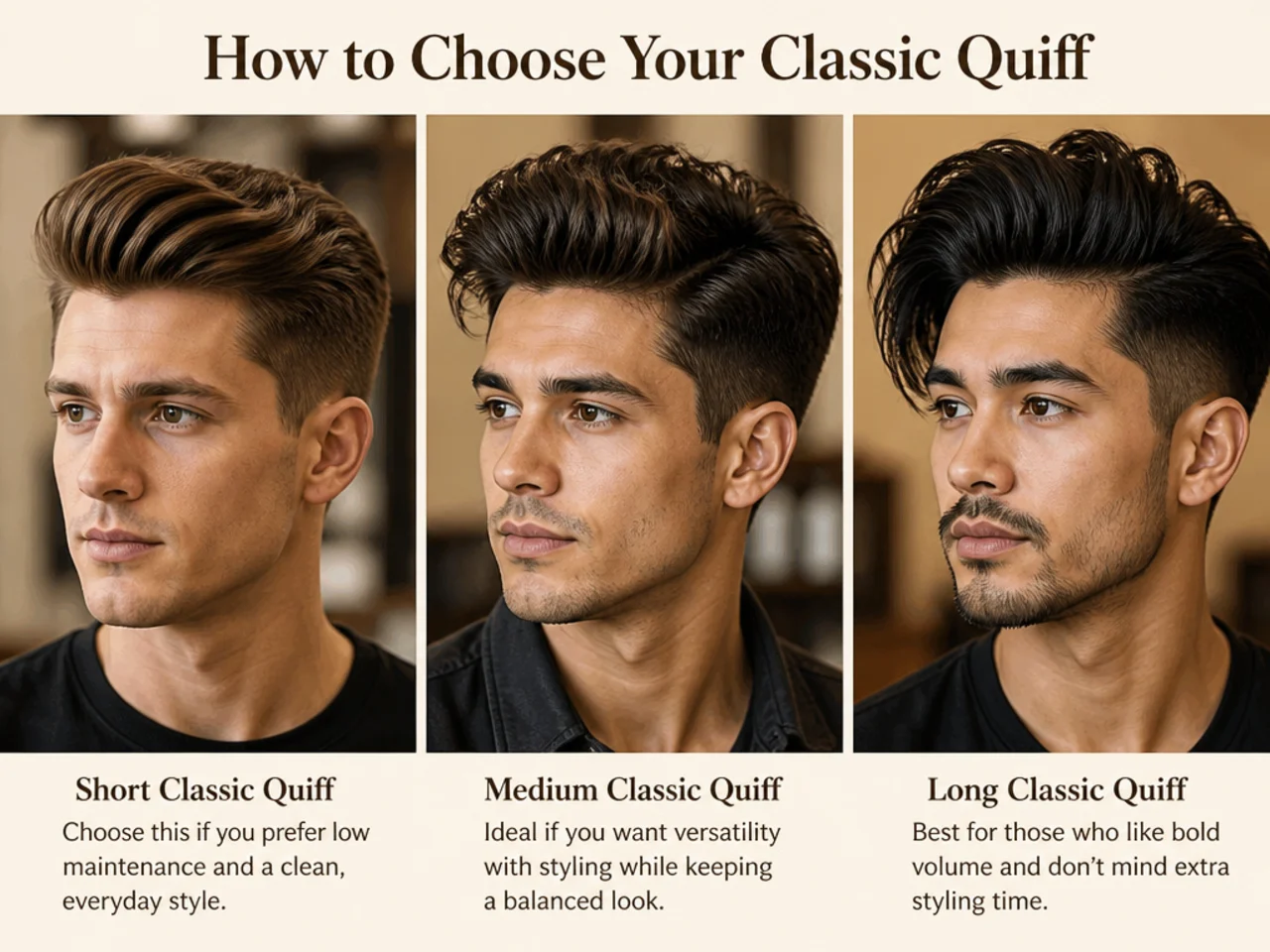 Barber consultation showing a classic quiff reference photo to a client