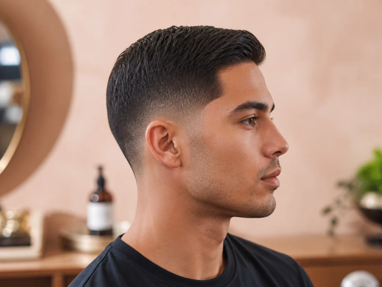 Classic taper haircut on a man with even short top and gently tapered sides