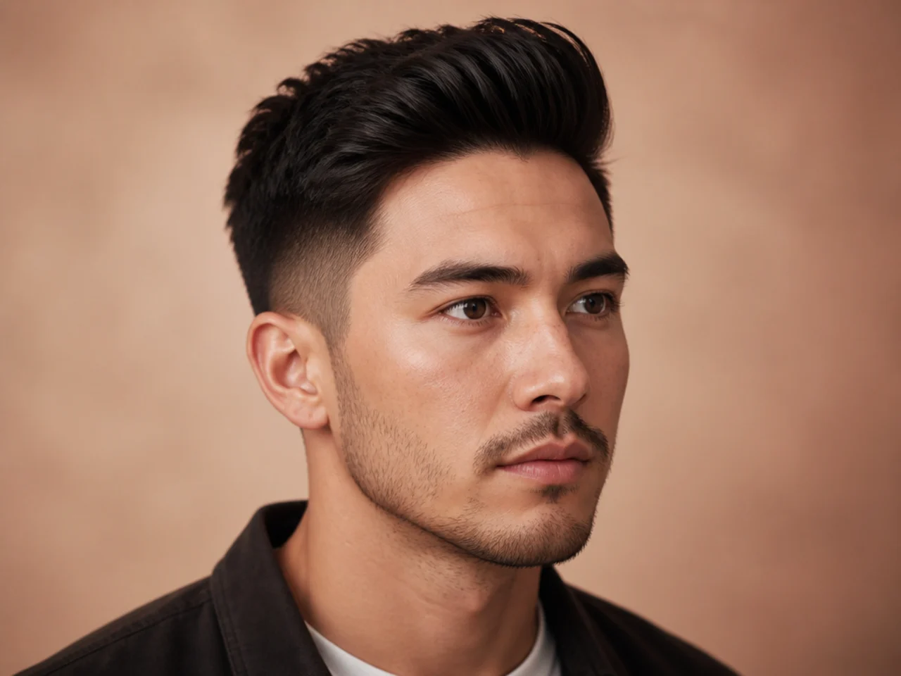 Short quiff on a man with front lifted and tapered sides